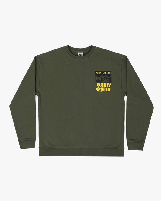 GOOD MORNING TAPES - Early Earth Fleece Crewneck Sweater Moss